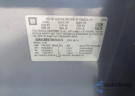 2013 Chevrolet Equinox Ls from USA, damaged, VIN 2GNALBEK7D6254374